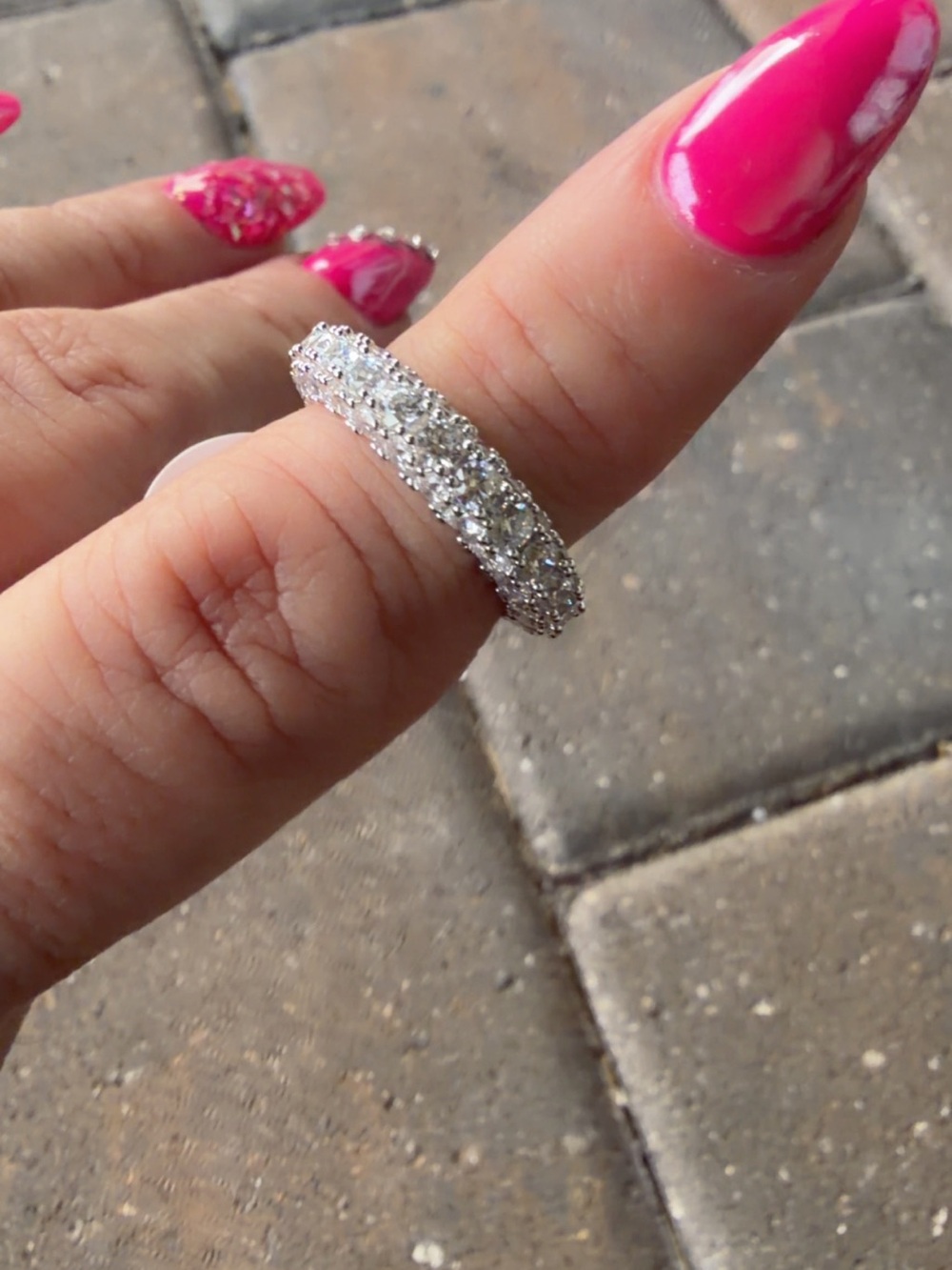 Eternity Band Ring Size 5 | White Gold filled Pave AAA CZ - Picture 9 of 10